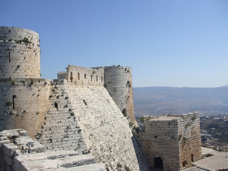 Sloping glacis in the defences of Crac des Chevaliers, 2009