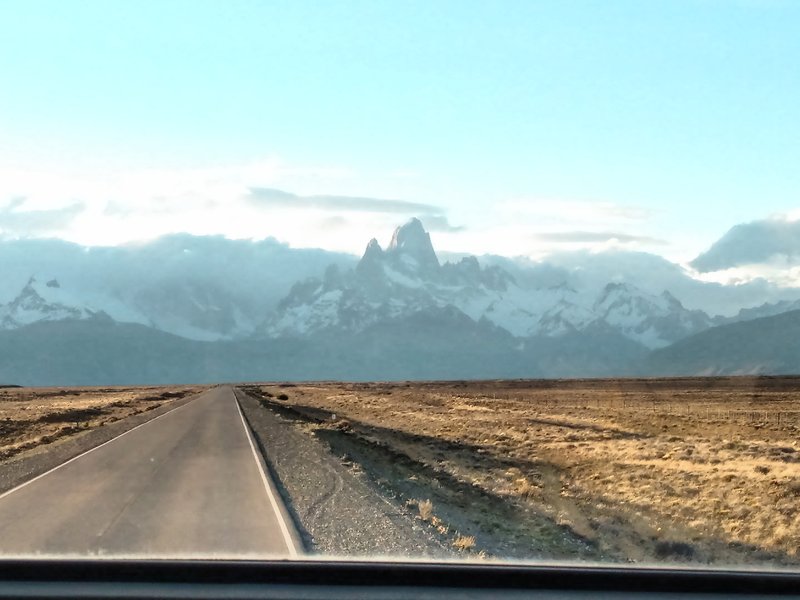 View from the bus of Fitz Roy in Los Glaciares