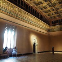 Artesonado coffered ceiling of the throne room