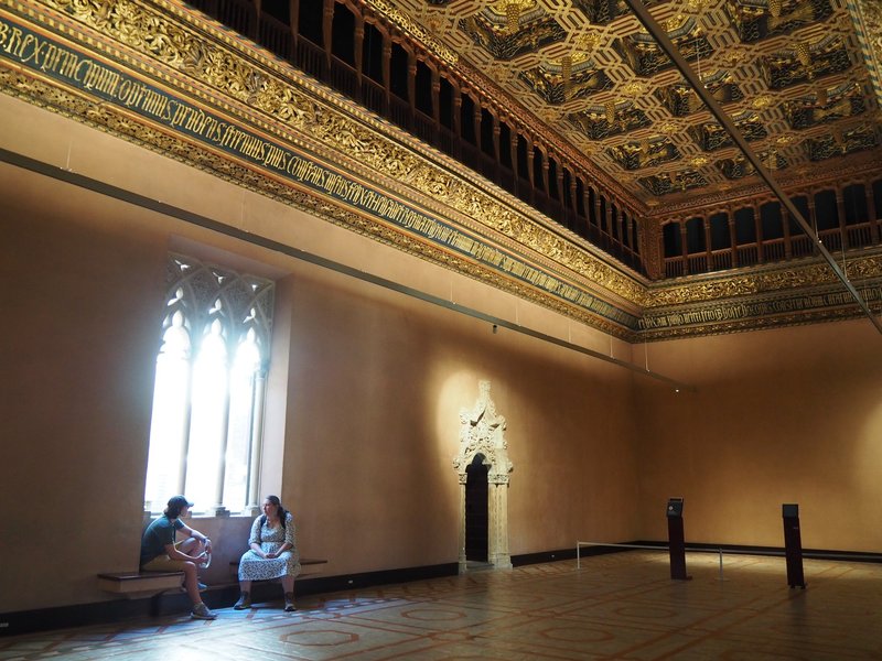 Artesonado coffered ceiling of the throne room