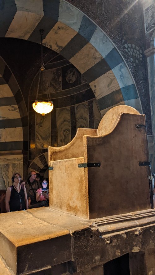 The throne in Aachen Cathedral.