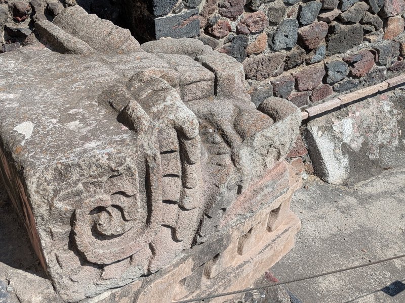 Serpent head at Palace of Quetzalpapalotll, Teotihuacan