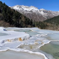 Semi-frozen pools at Huanglong