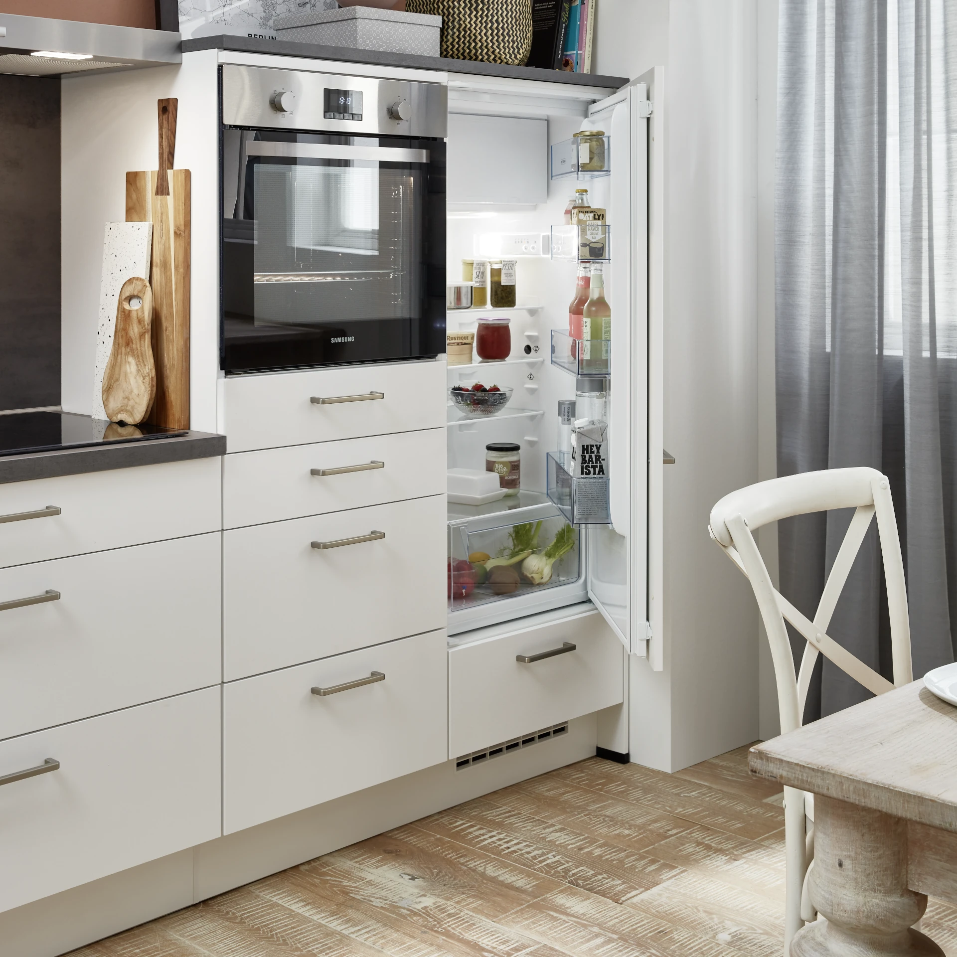 Nobilia Highboard für Kühlschrank und Backofen in Weiß