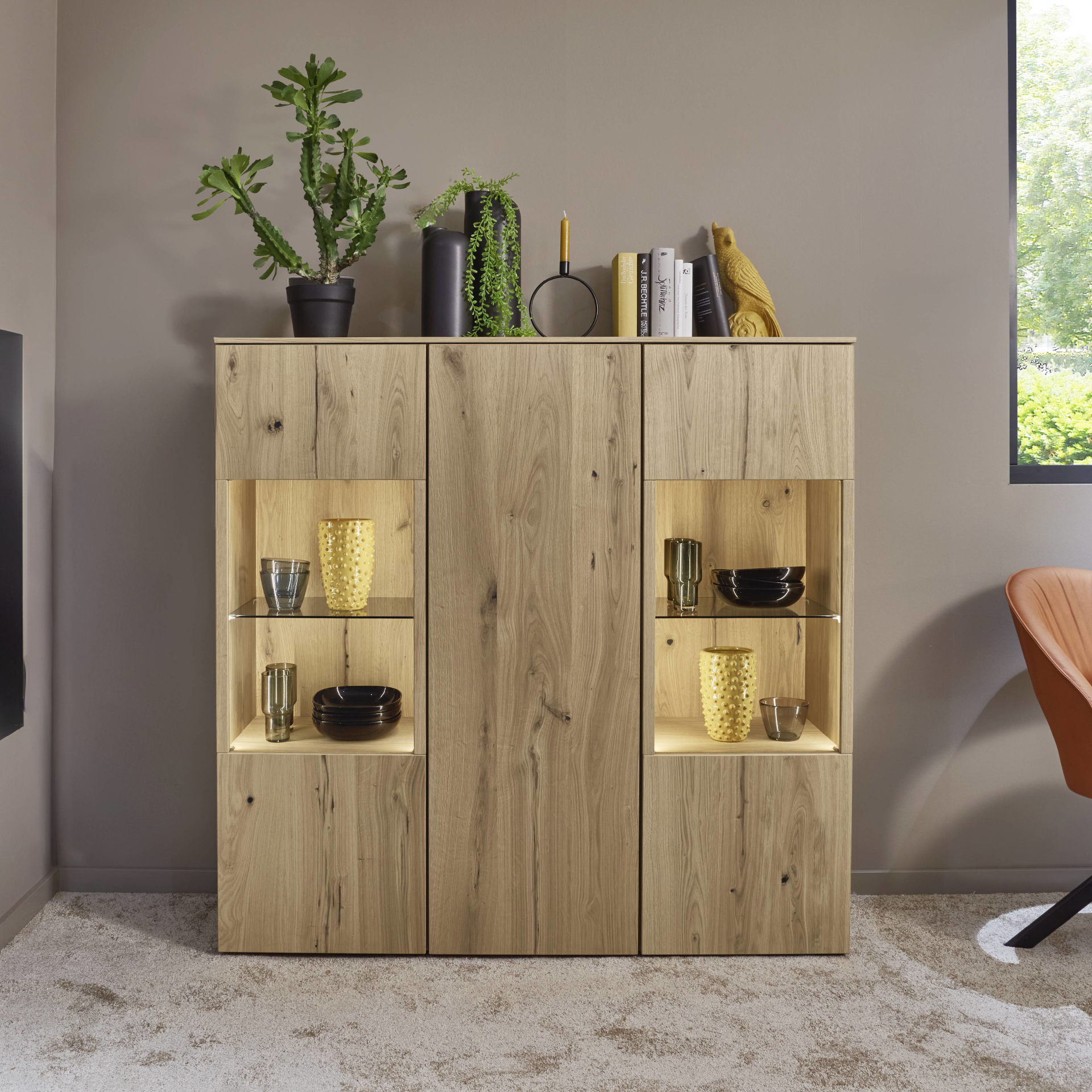 Nobilia Wohnzimmer Möbel in Echtholz-Furnier Sideboards, Hochschränke