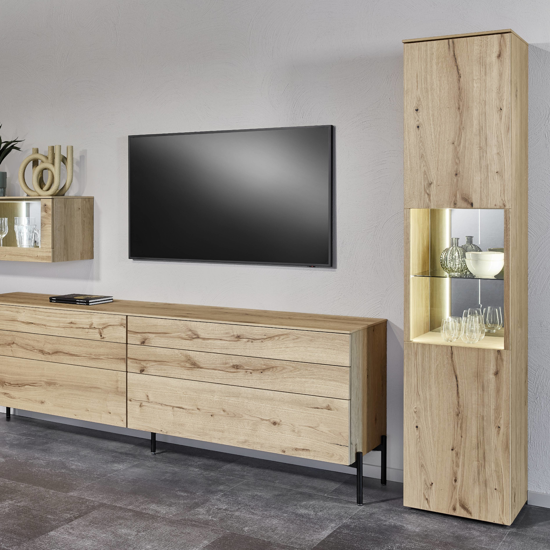 Nobilia Wohnzimmer Möbel in Echtholz-Furnier Sideboards, Hochschränke