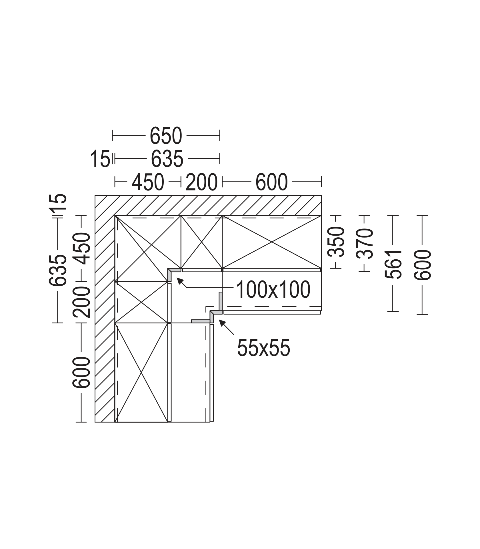 Nobilia Line N N Ecklösung 65 cm x 65 cm