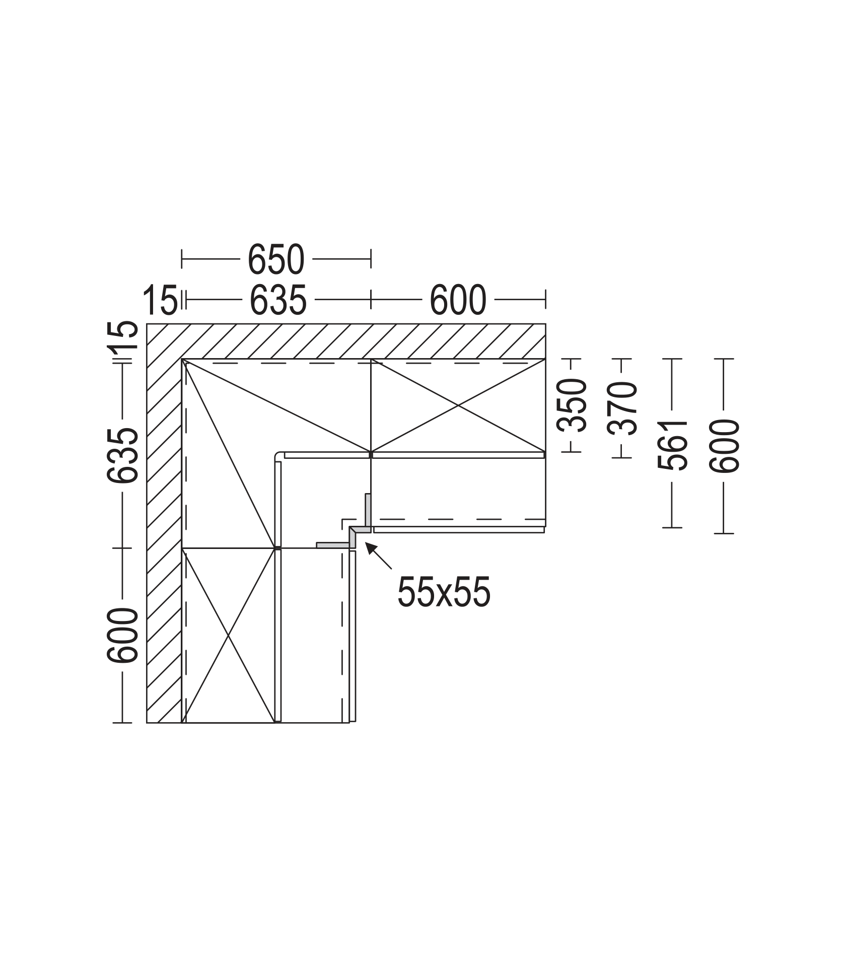 Nobilia Line N Ecklösung 650 x 650 cm