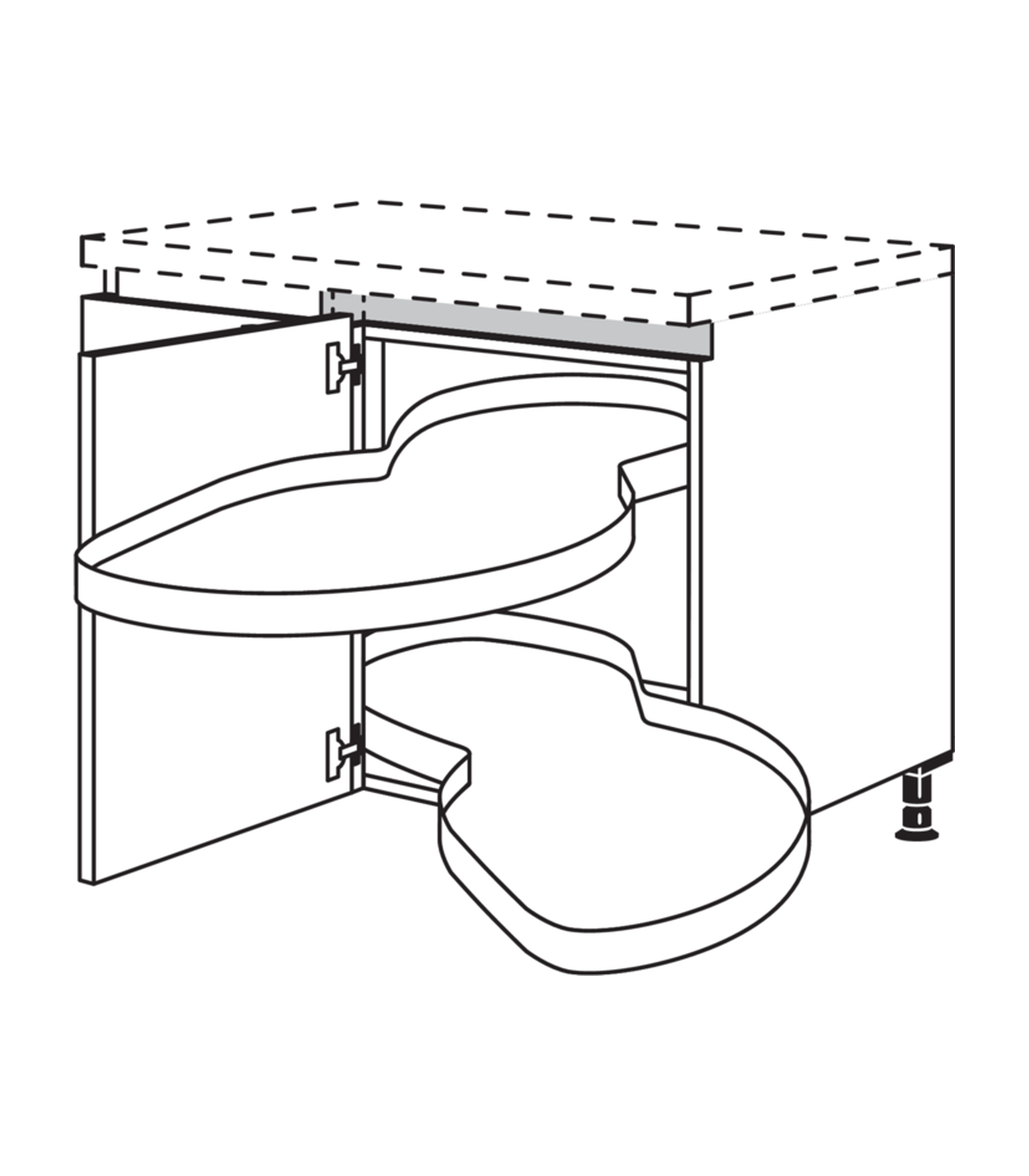 Halb-Eckschrank mit Schwenktablar und Türanschlag Links 