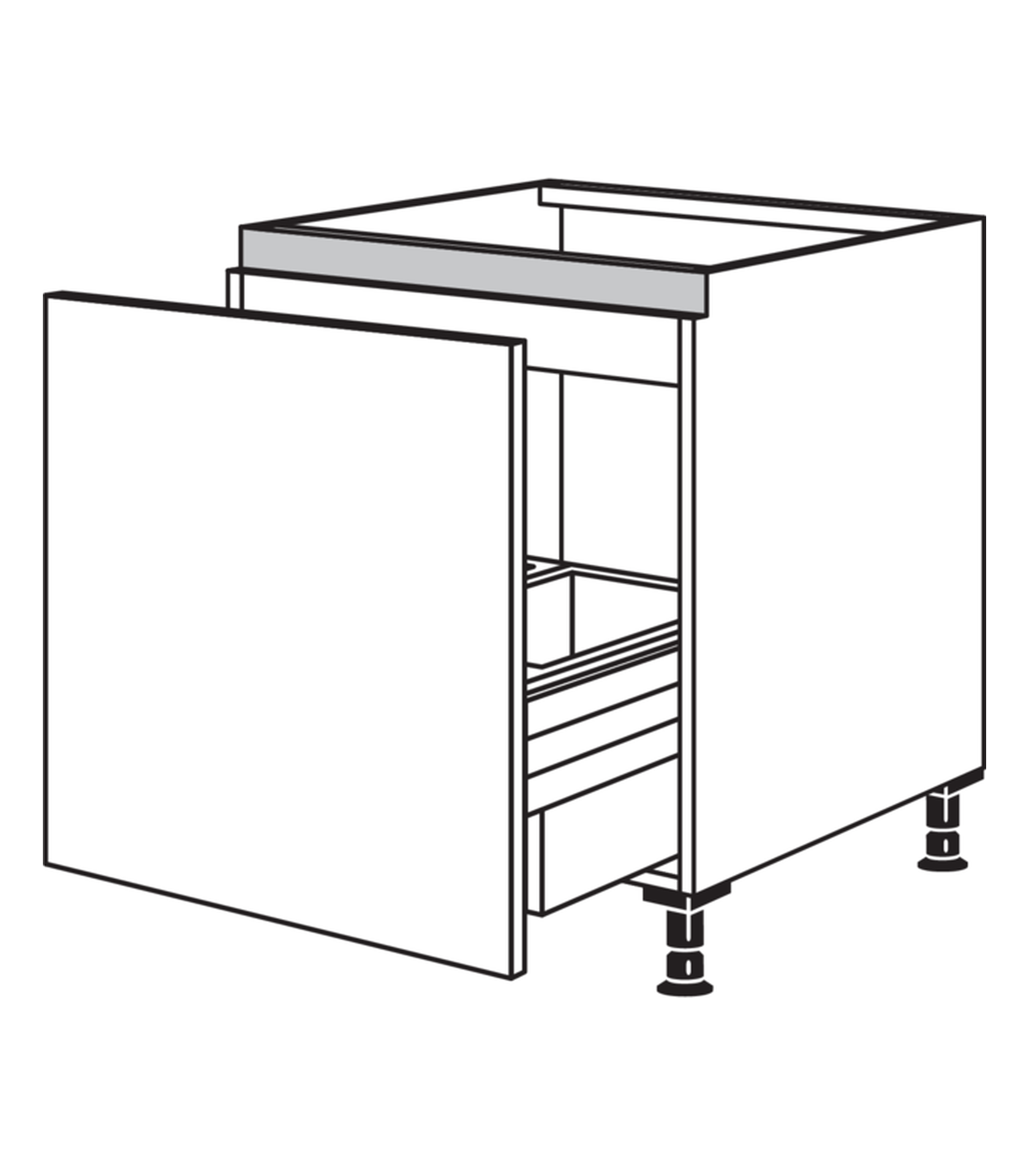 Spülenschrank mit Mülltrennsystem Frame als Skizze