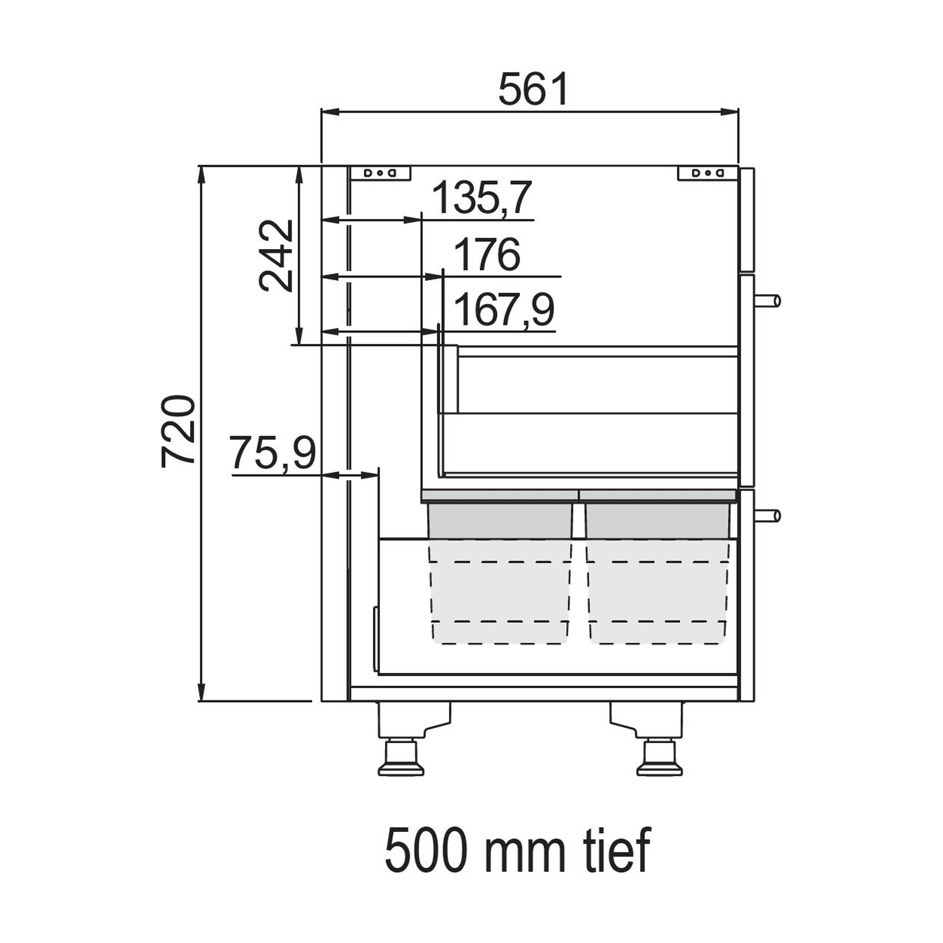 Nobilia Spülenschrank Line N mit Flex 21 in 50 cm Tiefe