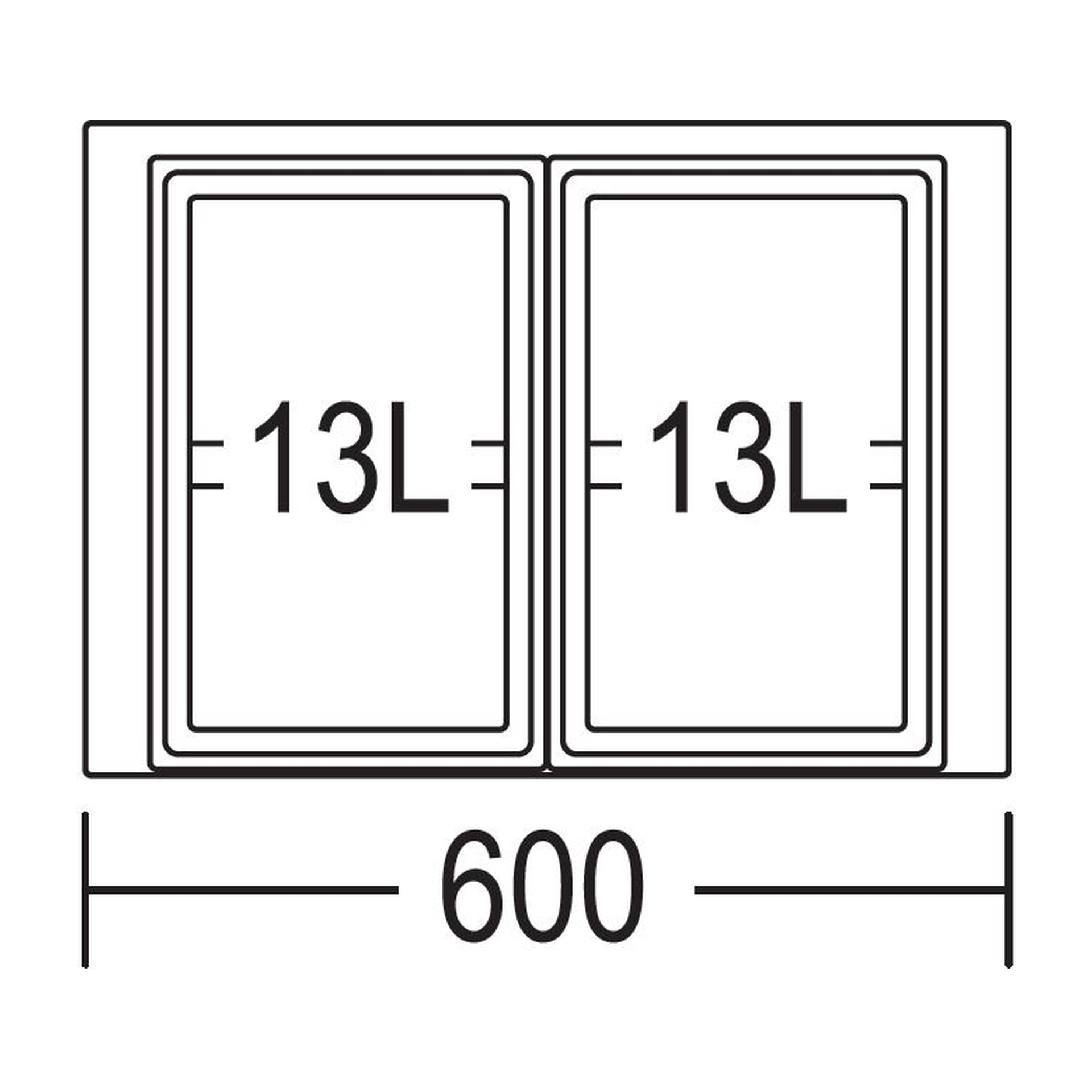 Nobilia Spülenschrank in 60 cm Breite mit Flex 21 Mülltrennsystem