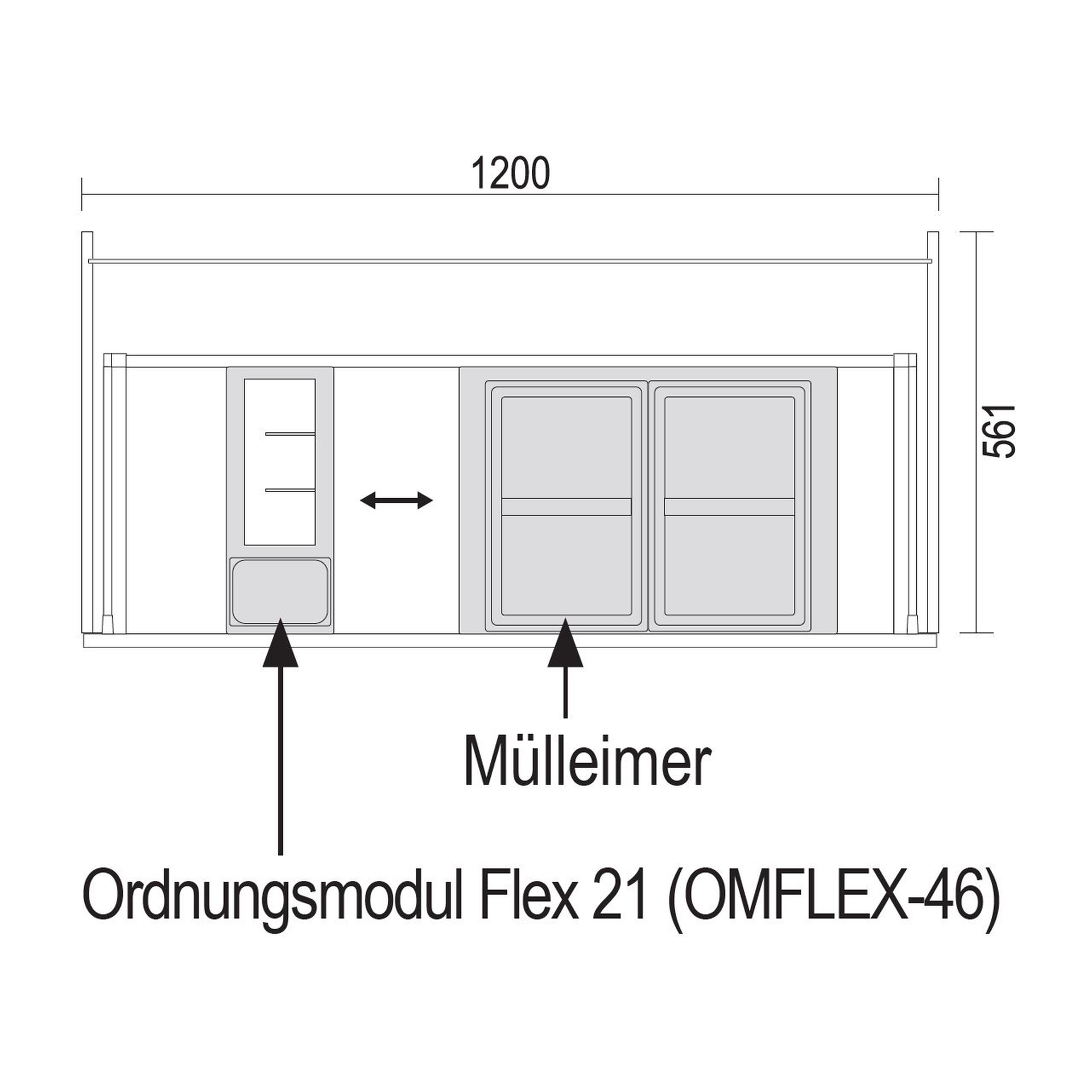 Nobilia Ordnungsmodul für Schränke mit 46 cm Seitentiefe