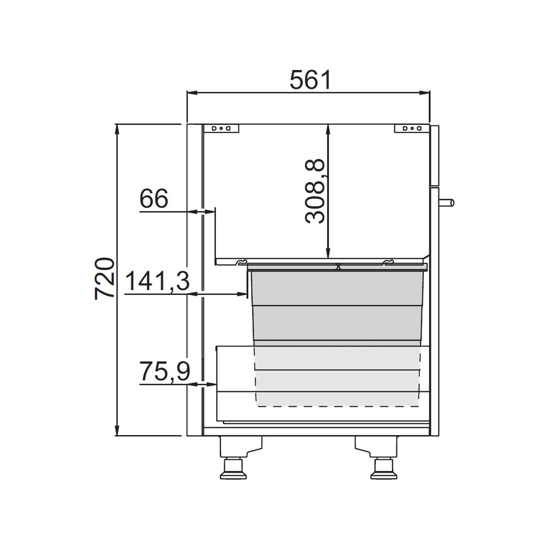 Nobilia Spülenschrank mit Flex 33 Mülltrennsystem
