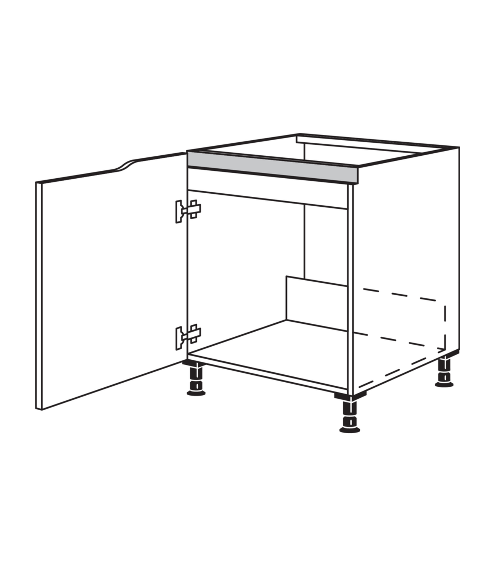 Nobilia Line N Spülenschrank ohne Mülleimer mit Curve Abschluss, grifflose Version