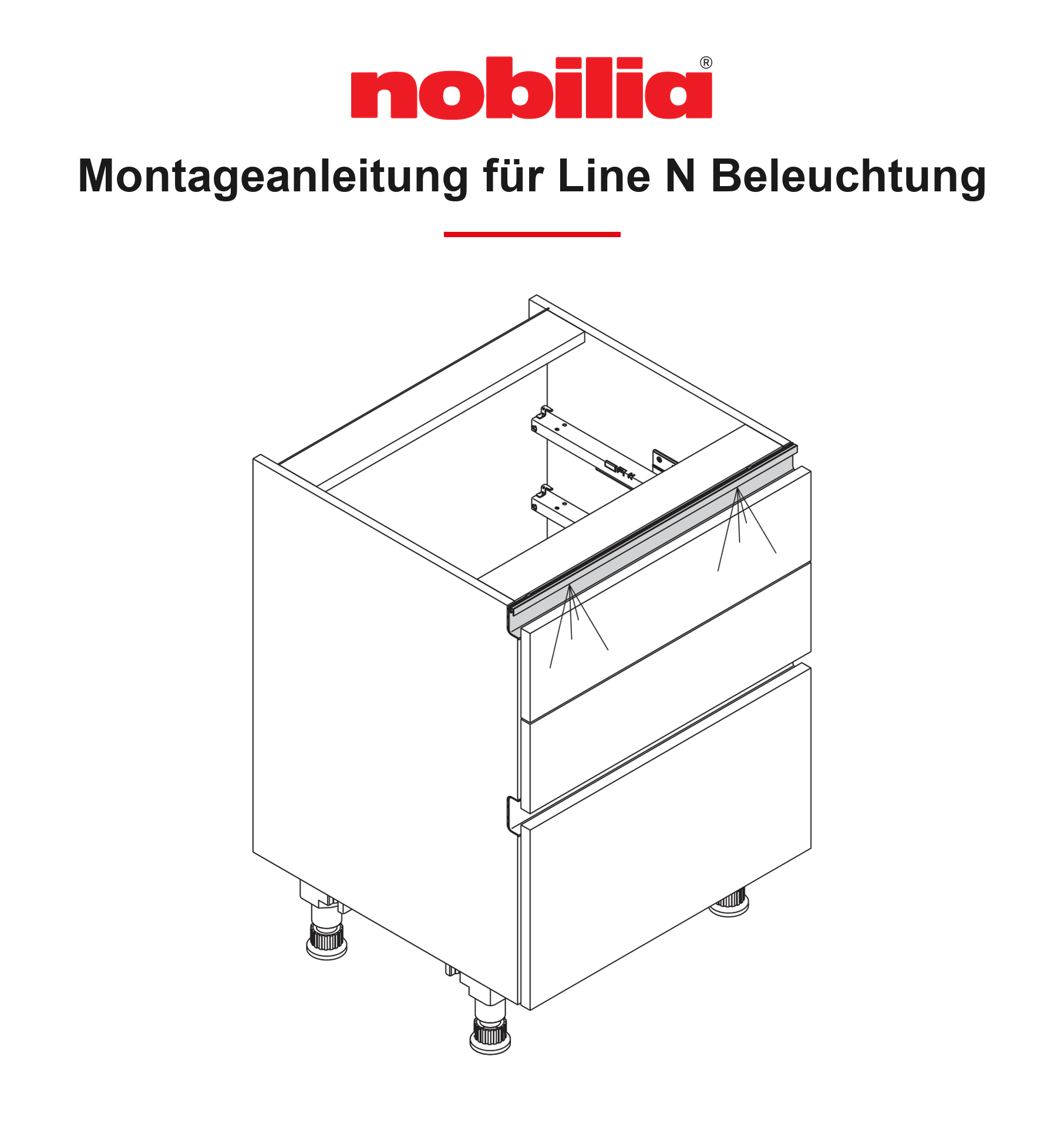 Montageanleitung für Line N Schränke mit Beleuchtung