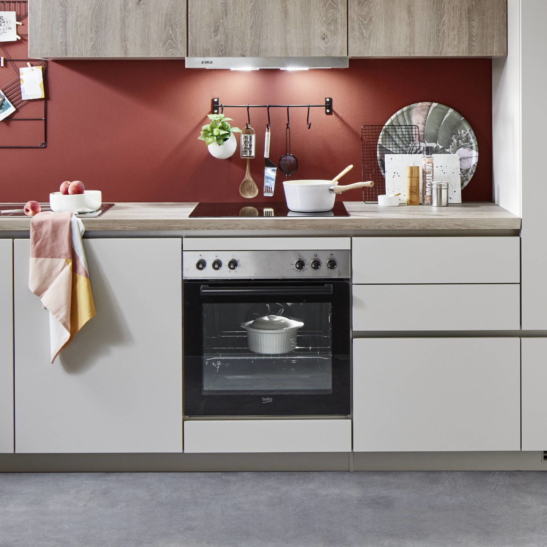 Nobilia griffloser Herdumbau Easytouch 970 Lacklaminat, Taupegrau ultramatt