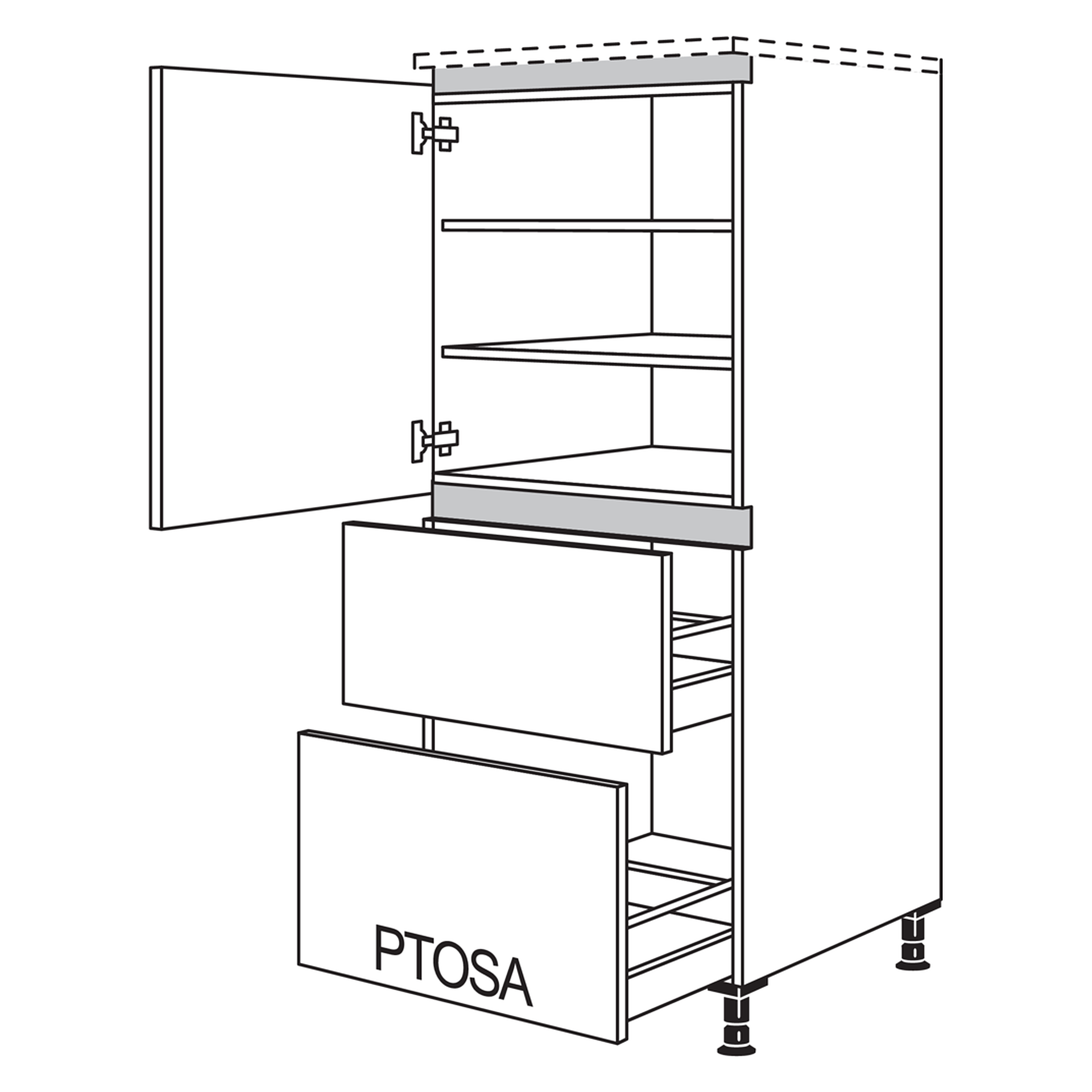 Nobilia Line One Highboard LH2A30-X mit Drehtür oben und zwei Auszügen darunter
