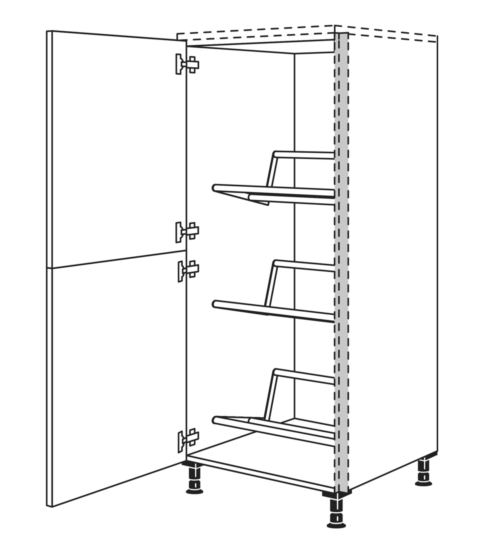 Nobilia Line N Highboard für Getränkekisten mit drei Trägern in 60 cm Breite