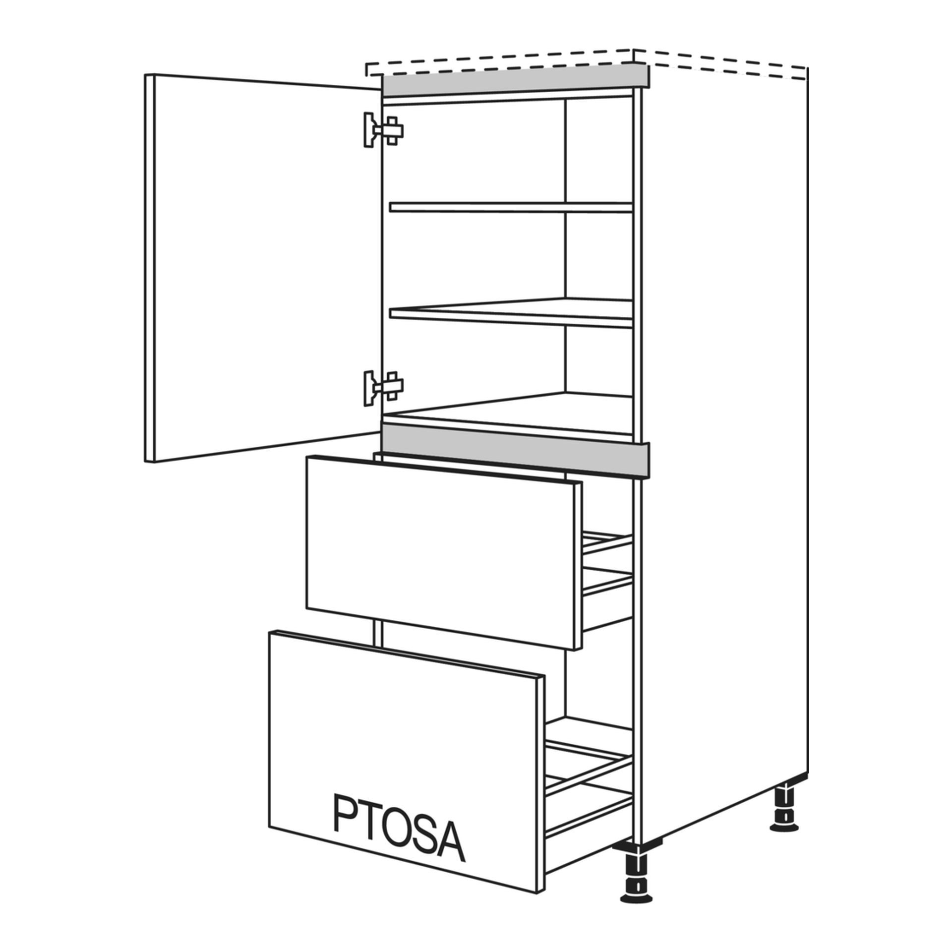 Grifflose Line One Highboards mit waagerechter Griffmulde, 30 bis 60 cm breit
