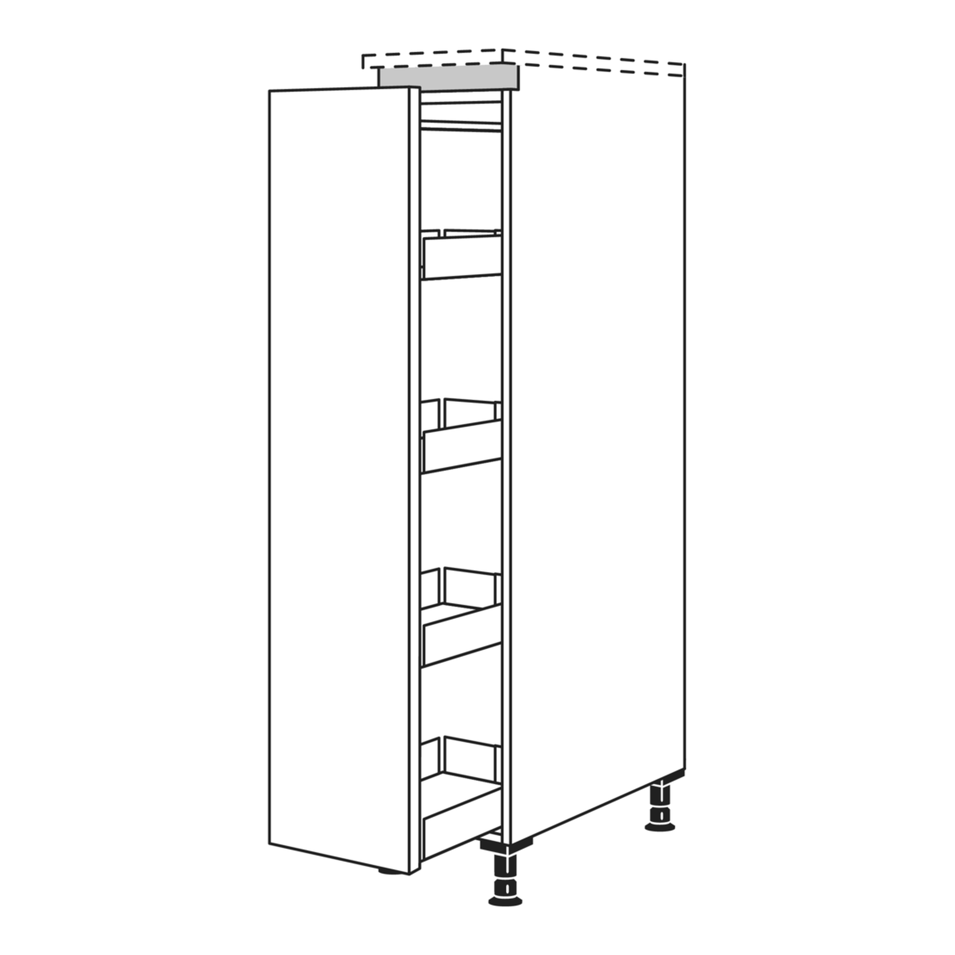 Waagerechte Griffmulde am schmalen Nobilia Apotheker Highboard ansehen