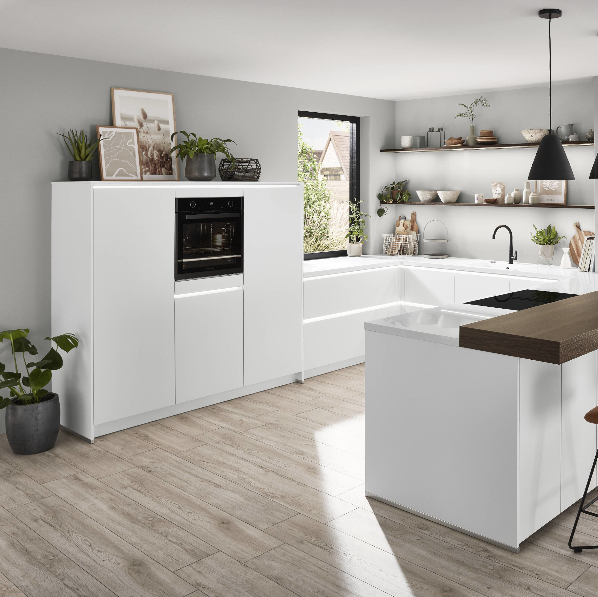 Nobilila Highboard mit waagerechte Griffmulde für Geräteumbau