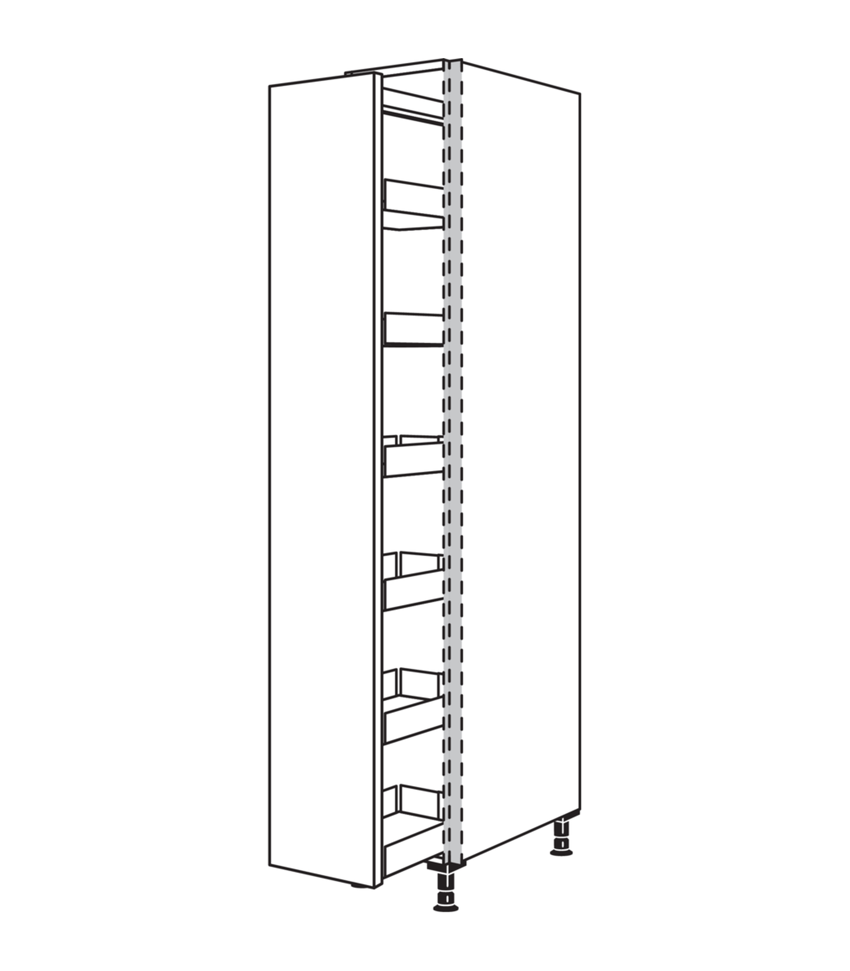 Griffloser Nobilia Hochschrank in XL Höhe - Apothekerschrank