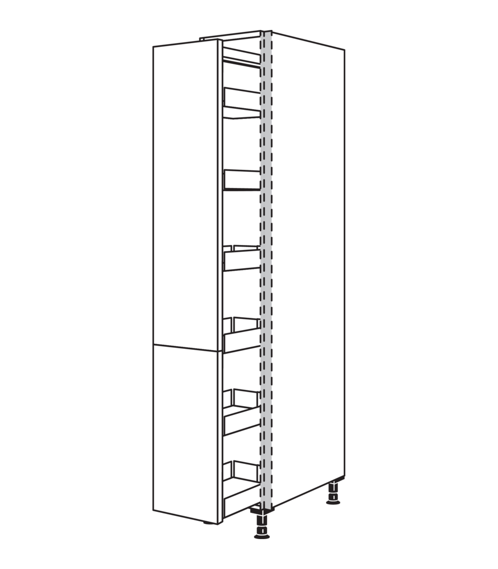 Grifflose Line N Apothekerschrank NHSA30-1, Auszug ausgefahren