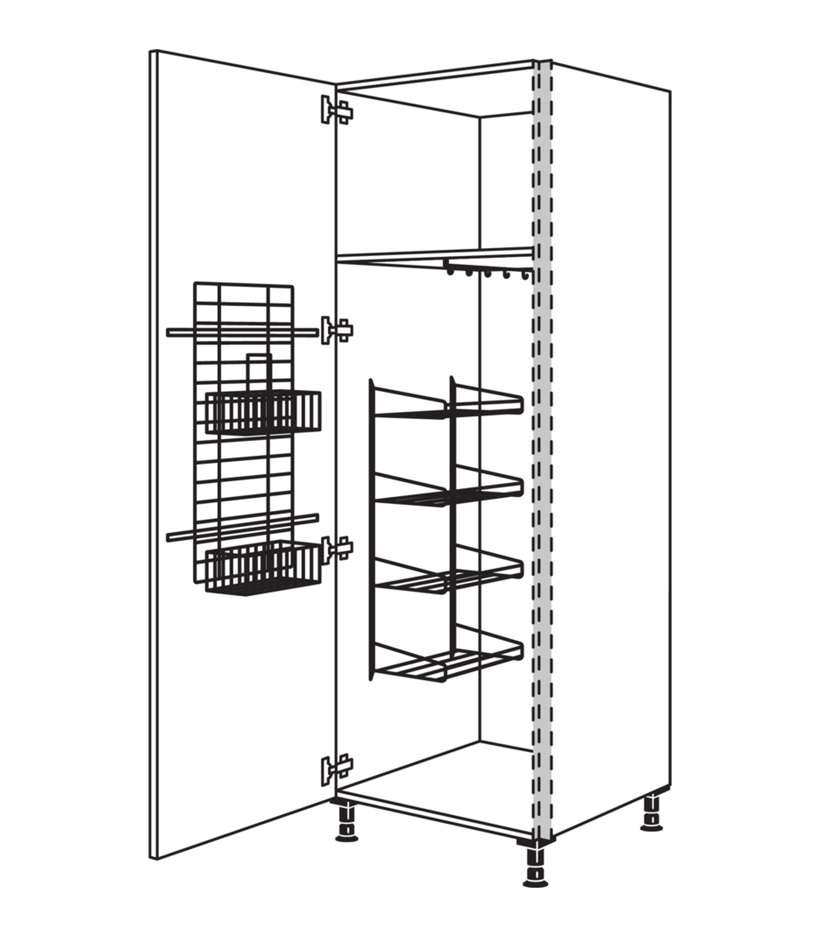 Grifflose Line N Besenschrank NHSBF40-1 in Raumhöhe