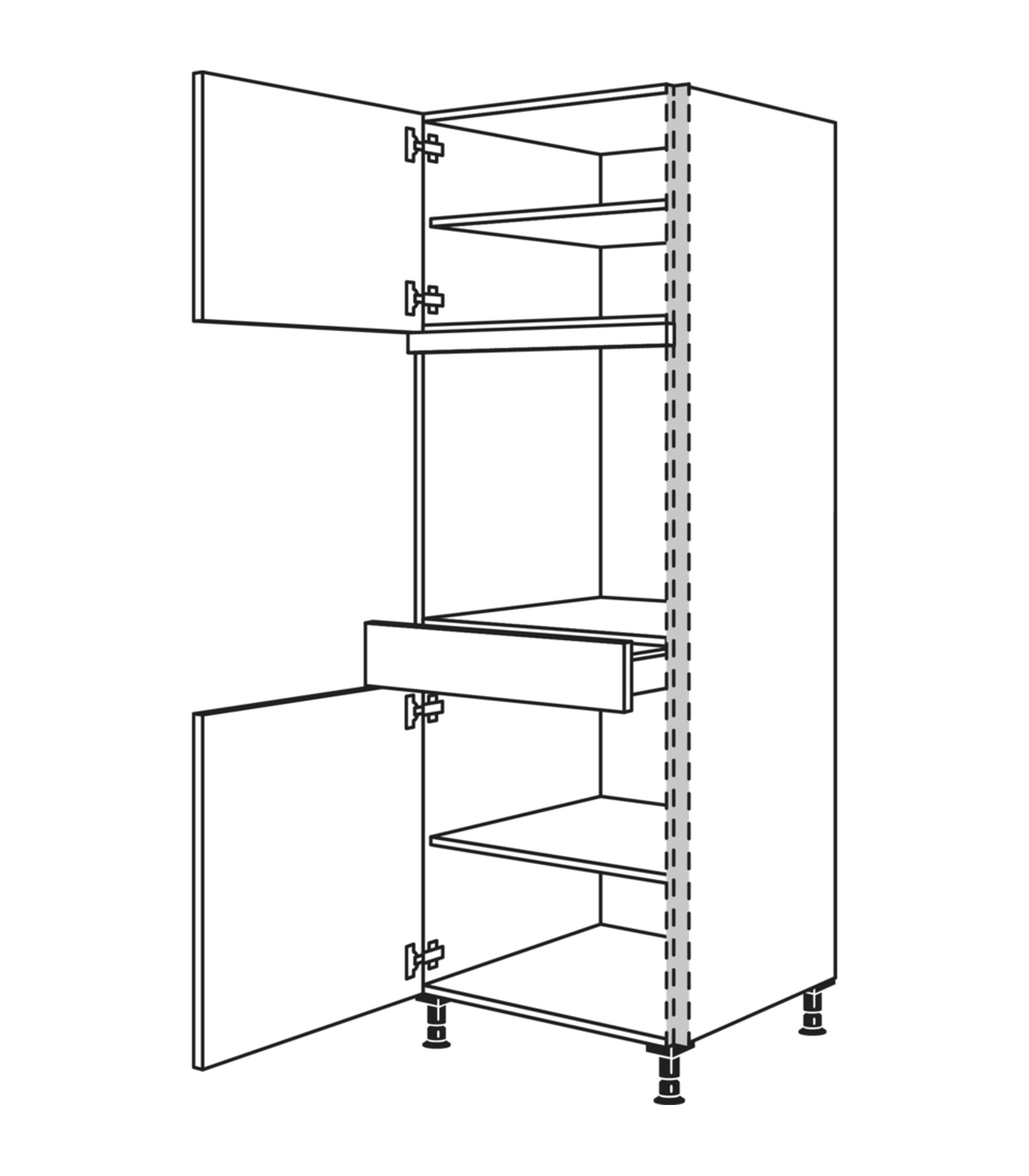 Nobilia Line N Hochschrank für Backofen, Nischenhöhe 59 cm, mit Tür und Einlegeböden über und unter der Gerätenische