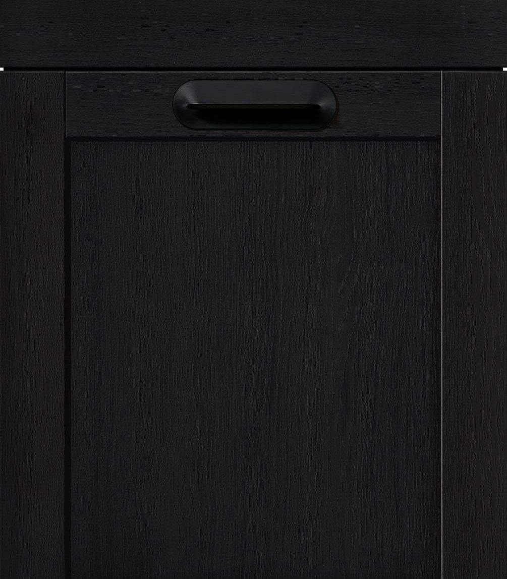 Farbmuster der Nobilia Wange in 649 Lacklaminat, Holzstruktur Schwarz