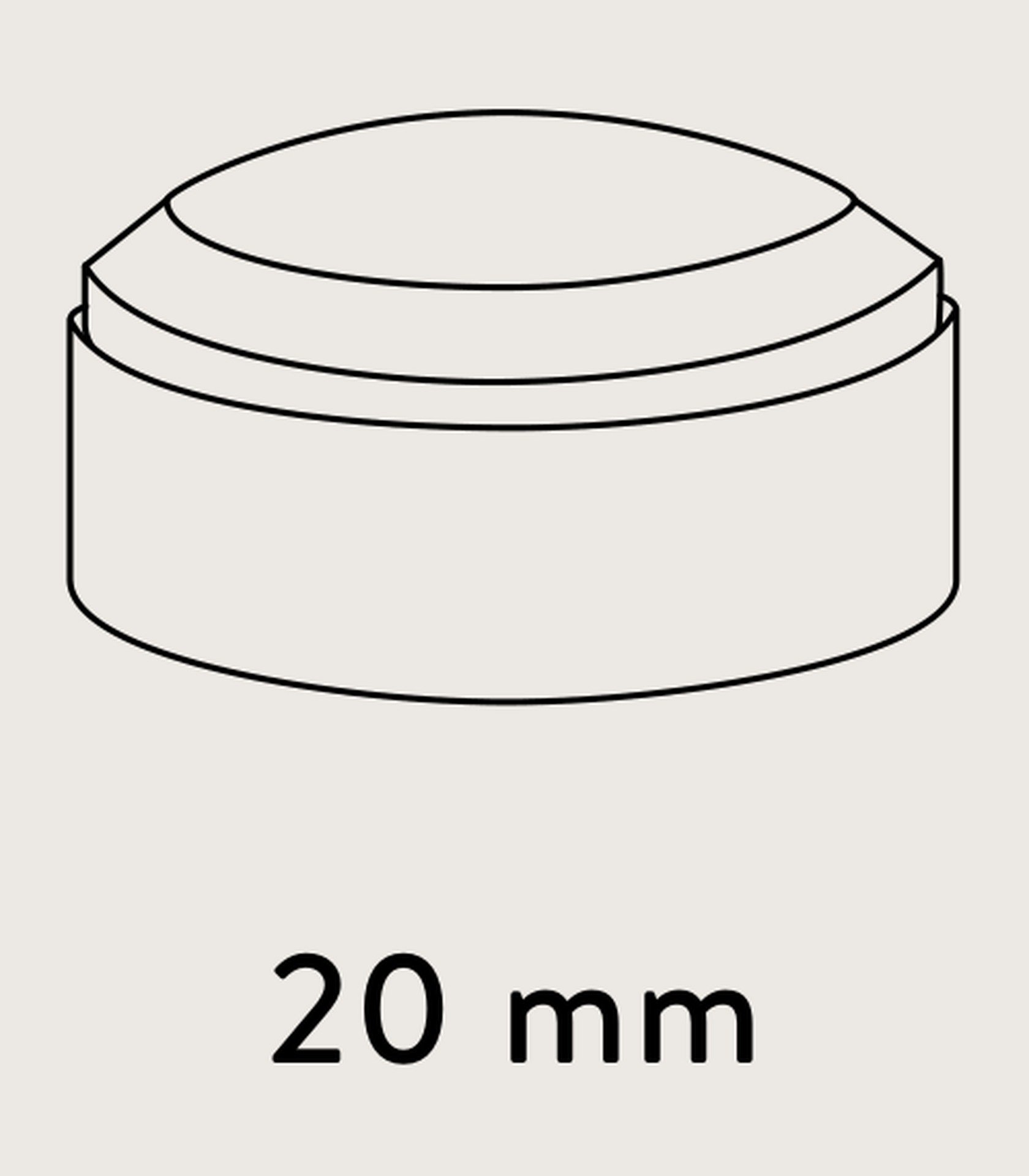 Zeichnung eines 20 mm hohen Nobilia Sockelfußes (Sockel-Adapter), Quality Guide